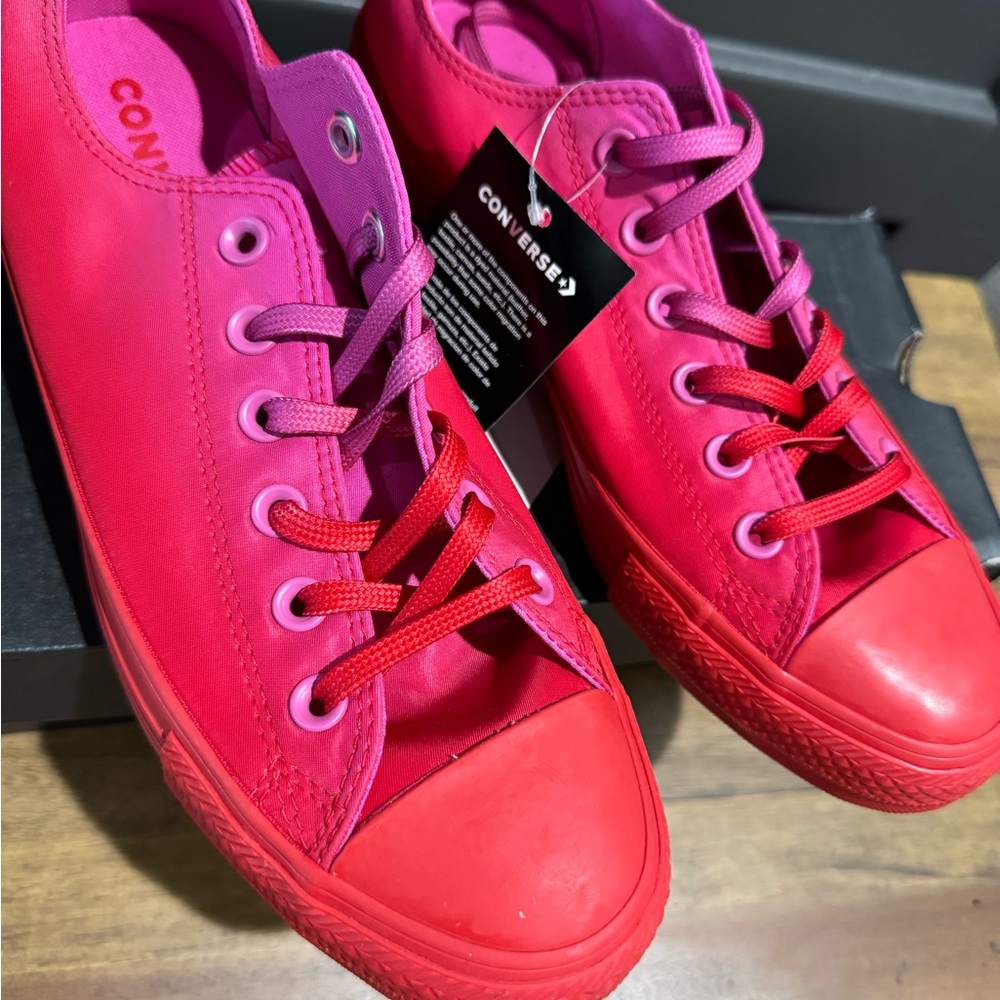 RARE Fuchsia & Enamel Red Converse All Stars